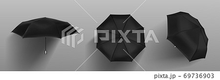 Black automatic umbrella front, side and top view Black automatic umbrella front, side and top view 69736903