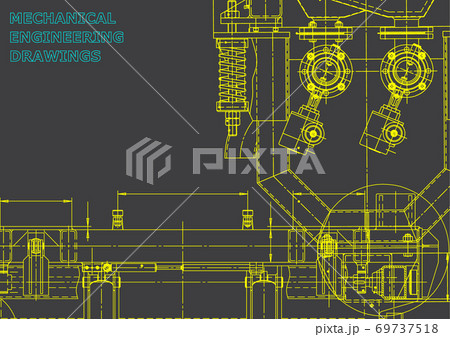 Blueprint, Sketch. Vector engineering illustration. Cover, flyer, banner, background. Instrument-making drawings Blueprint, Sketch. Vector engineering illustration. Cover, flyer, banner, background. Instrument-making drawings 69737518