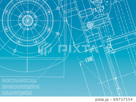 Blueprint, Sketch. Vector engineering illustration. Cover, flyer, banner, background. Instrument-making drawings 69737554