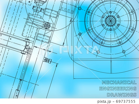 Blueprint, Sketch. Vector engineering illustration. Cover, flyer, banner, background. Instrument-making drawings 69737555