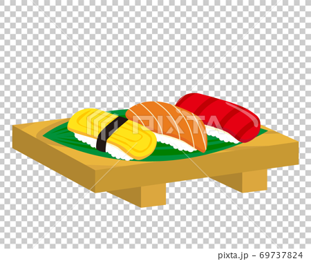 サーモンと鮪と玉子の握り寿司のベクターイラスト 鮭握り マグロのイラスト素材