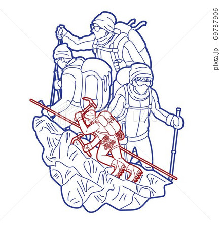 Group of people Hiker climbing mountain hiking cartoon graphic vector Group of people Hiker climbing mountain hiking cartoon graphic vector 69737906