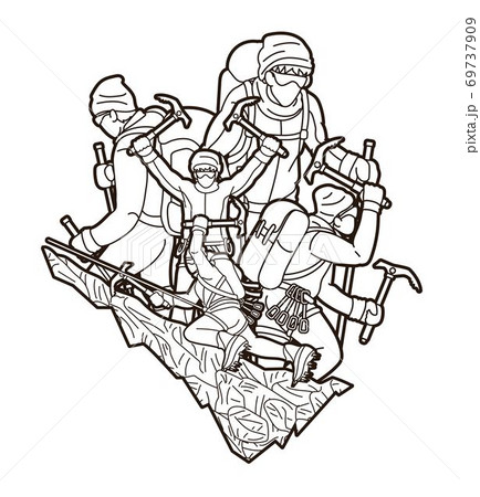 Group of people Hiker climbing mountain hiking cartoon graphic vector Group of people Hiker climbing mountain hiking cartoon graphic vector 69737909