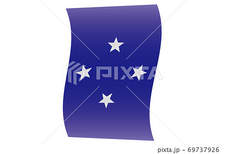 新世界の国旗2：3Verグラデーション縦波形　ミクロネシア連邦