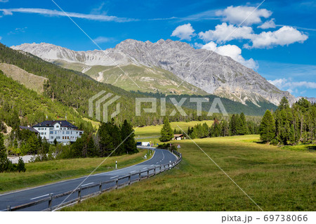 Ofenpass Fuorn at Zernez in Val Mustair valley of canton Grisons, Switzerland 69738066