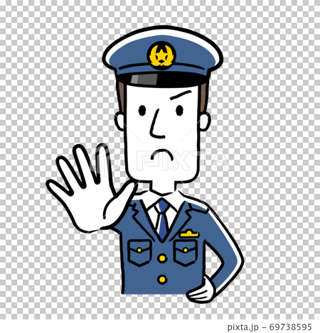 イラスト素材 若い男性警察官 立ち入り禁止のイラスト素材 イラスト素材 若い男性警察官 立ち入り禁止のイラスト素材