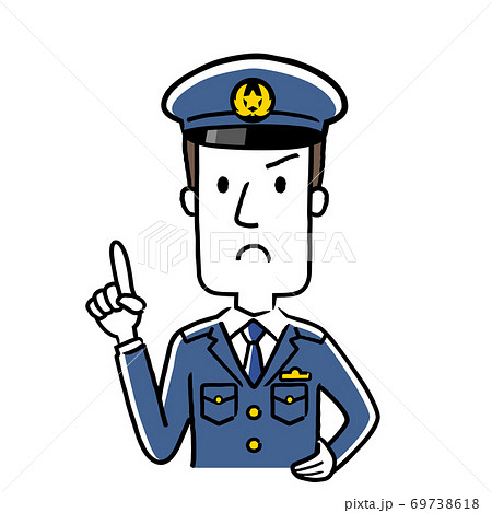 イラスト素材 若い男性警察官 注意を促すのイラスト素材