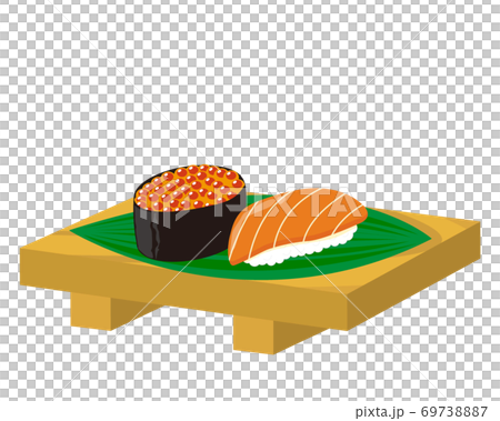イクラ軍艦とサーモン握りのベクターイラスト 握り寿司 のイラスト素材