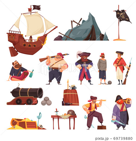 Pirate Cartoon Icon Set 69739880
