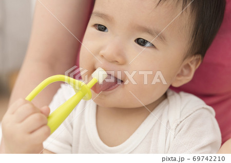 赤ちゃん用歯ブラシで歯磨き練習 赤ちゃん用歯ブラシで歯磨き練習 69742210