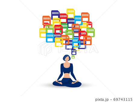 woman character meditation with colorful Memory Palace , concept vector illustrator 69743115