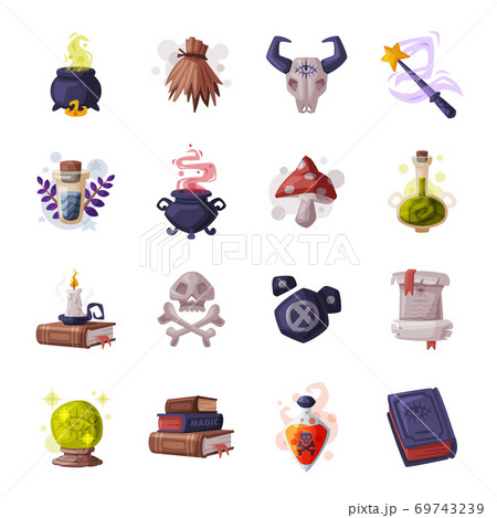 Set Mystical Magic Spiritual Witchcraft Items Stock Vector (Royalty Free)  2363121775