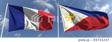 National flags of France and Philippines, 3d rendering 69743247