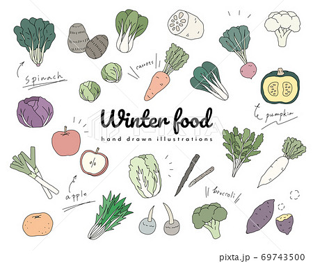 いろいろ 冬 食べ物 イラスト ニコニコ 静止 画 イラスト