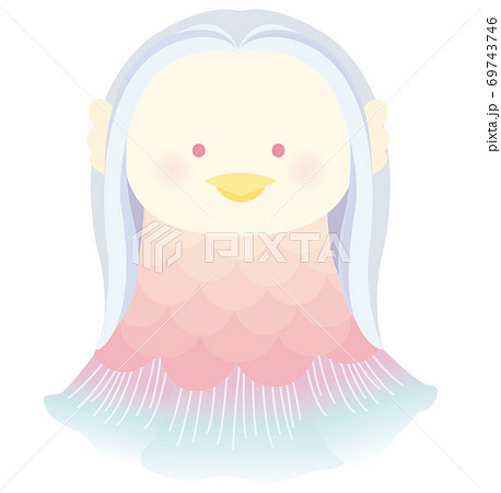 アマビエ イラスト かわいい 正面 キャラクターのイラスト素材