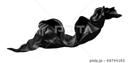 Black cloth flying in the wind isolated on white background 3d render Black cloth flying in the wind isolated on white background 3d render 69744163