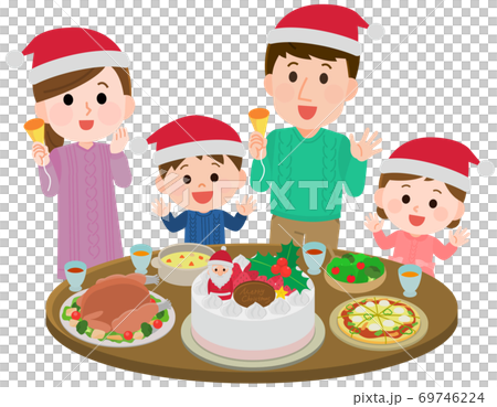 Illustration of a family having a Christmas party Illustration of a family having a Christmas party 69746224
