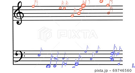 楽譜の上の可愛い音符 3dレンダリングのイラスト素材
