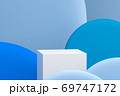 Minimal scene with podium and abstract blue background, Geometric shapes. 3D rendering. 69747172