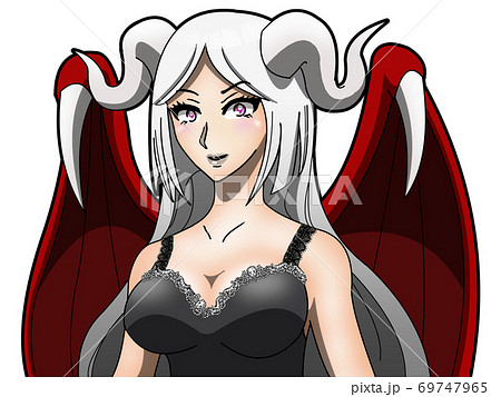 ハロウィンの白髪で妖艶な悪魔 69747965