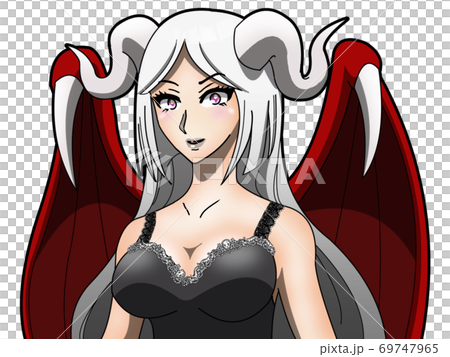 ハロウィンの白髪で妖艶な悪魔 69747965