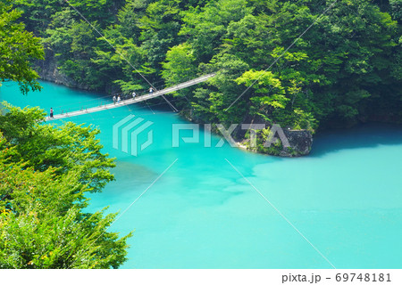 夢の吊橋、寸又峡、川根本町、静岡県、日本 夢の吊橋、寸又峡、川根本町、静岡県、日本 69748181