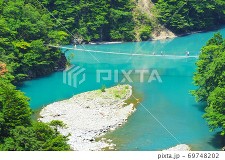 夢の吊橋、寸又峡、川根本町、静岡県、日本 夢の吊橋、寸又峡、川根本町、静岡県、日本 69748202