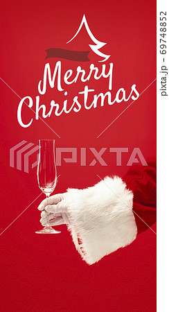 Greeting flyer for ad. Concept of Christmas, 2021 New Year's, winter mood, holidays. Copyspace, postcard. 69748852