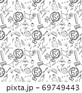 Seamless pattern. Back to school formulas with creative kid's doodle drawing. 69749443