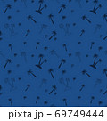 Seamless pattern with palm trees on blue 69749444
