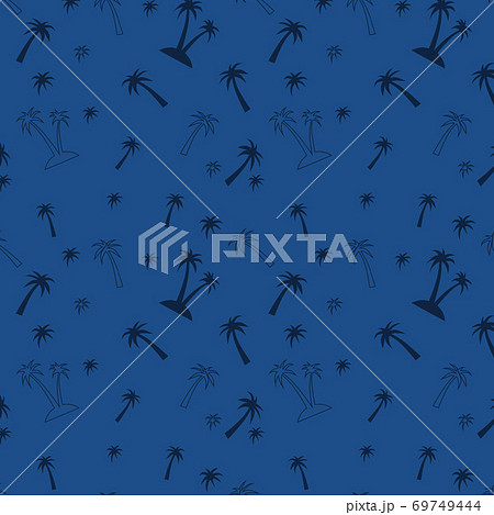 Seamless pattern with palm trees on blue Seamless pattern with palm trees on blue 69749444