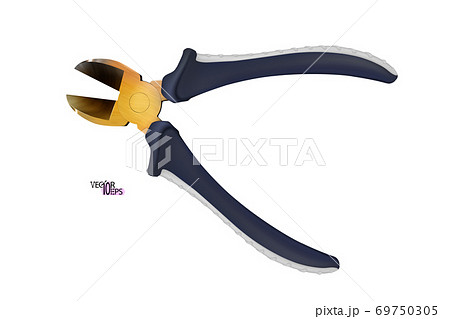 Realistic Open Wire cutters with rubber, plastic handles isolated on white background Realistic Open Wire cutters with rubber, plastic handles isolated on white background 69750305