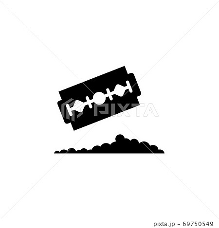 Razor Blade with Pile Cocaine Flat Vector Icon 69750549