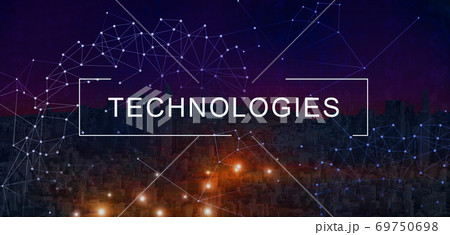 Technologies Concept. Creative Futuristic Background With Urban Smart Cityscape And Polygonal Connections Technologies Concept. Creative Futuristic Background With Urban Smart Cityscape And Polygonal Connections 69750698