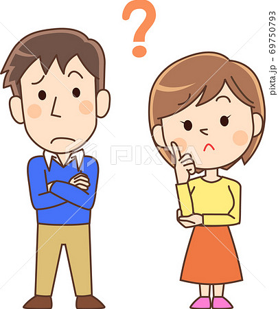 疑問に思う男女 69750793