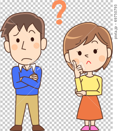 疑問に思う男女 69750793