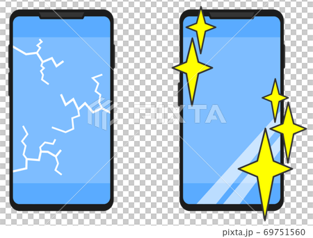 新品スマホと画面の破損したスマホのイラスト素材 [69751560] - PIXTA