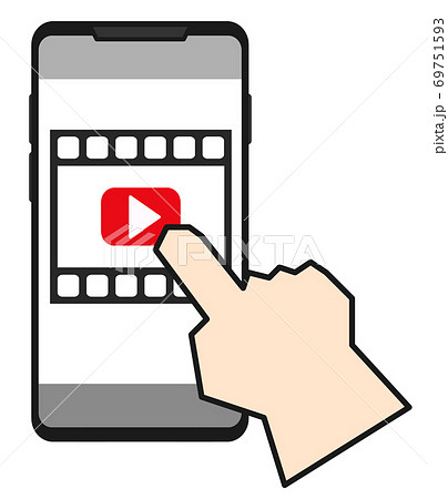 スマホで動画を再生するイラストのイラスト素材 スマホで動画を再生するイラストのイラスト素材