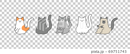 様々な猫のシンプルでおしゃれなイラストのイラスト素材