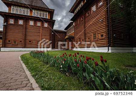The Wooden palace in Kolomenskoye, Russia in spring 69752346