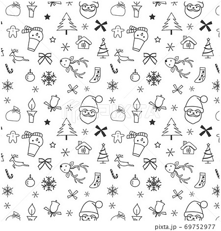 クリスマス素材 パターン柄 モノクロのイラスト素材 クリスマス素材 パターン柄 モノクロのイラスト素材