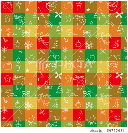 クリスマス素材 パターン柄 チェック背景のイラスト素材