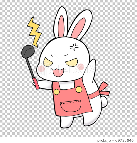 エプロンしたお母さんうさぎ 69753046