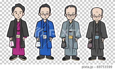 着物を着た男性の素材白ふち付き 69753599