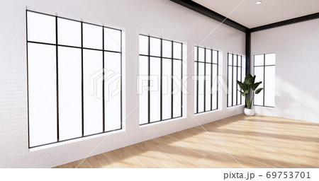 the interior Loft style with white brick wall design on wooden floor.3D rendering the interior Loft style with white brick wall design on wooden floor.3D rendering 69753701