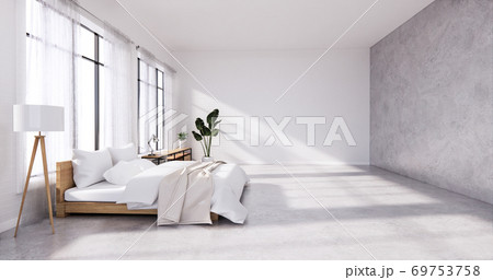 Bedroom interior loft style with Computer and office tool on desk. 3D rendering 69753758