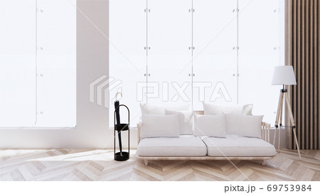 living room with white sofa on zen interior design. 3D rendering living room with white sofa on zen interior design. 3D rendering 69753984