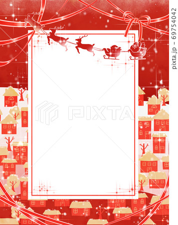 クリスマスの街並み リボン 赤背景 縦 のイラスト素材 クリスマスの街並み リボン 赤背景 縦 のイラスト素材
