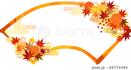 Japanese-maple-Frame-秋の紅葉の扇形フレーム-イラスト Japanese-maple-Frame-秋の紅葉の扇形フレーム-イラスト 69754484