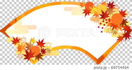 Japanese-maple-Frame-秋の紅葉の扇形フレーム-イラスト Japanese-maple-Frame-秋の紅葉の扇形フレーム-イラスト 69754484